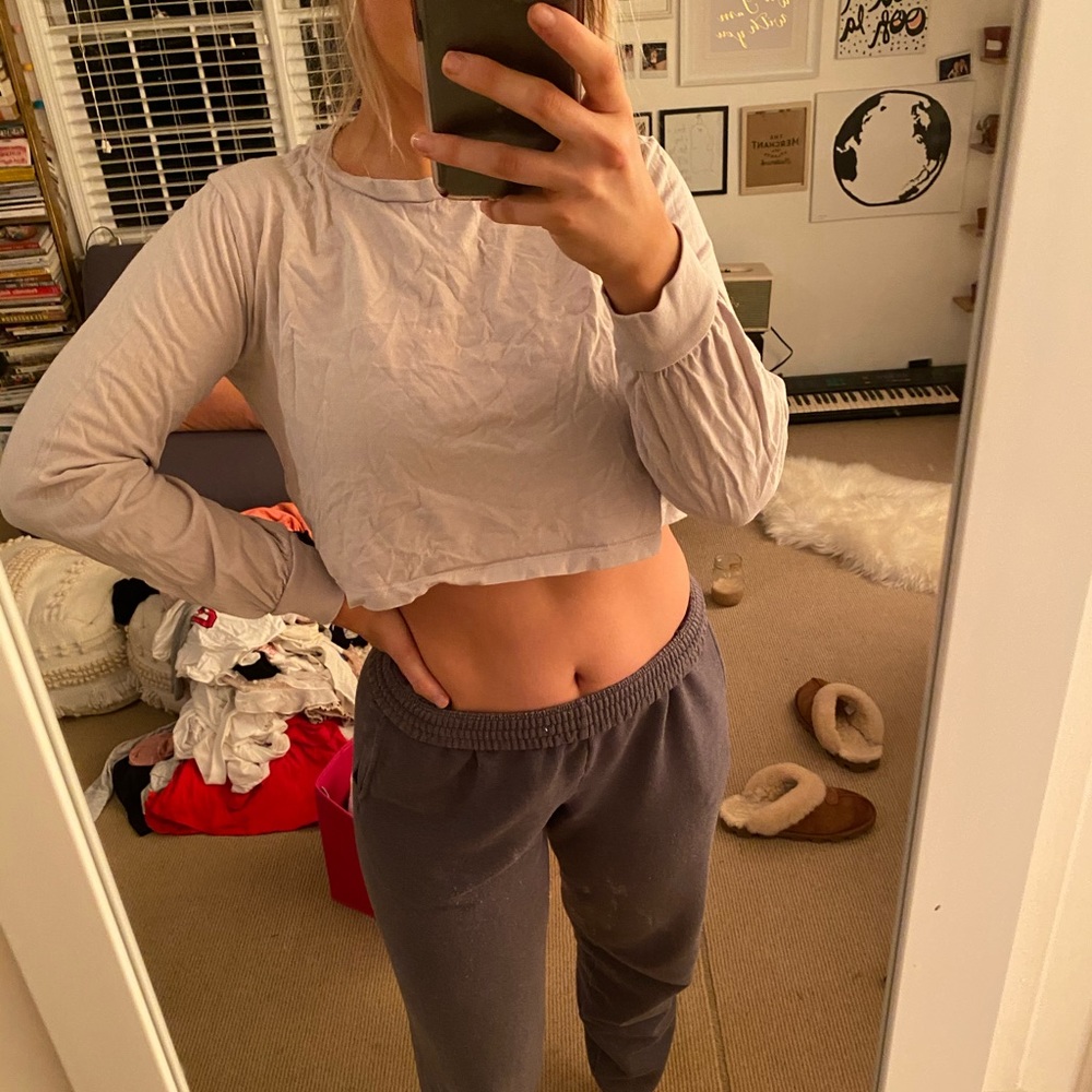 Cropped long sleeve gray/lilac top!